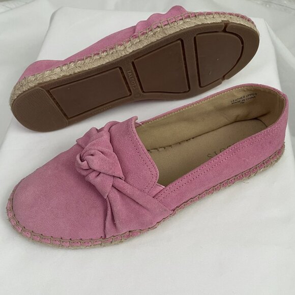Talbots Women's Izzy Knot Espadrilles Shoes Size 7 Pink Suede Leather Cushioned - Picture 11 of 14
